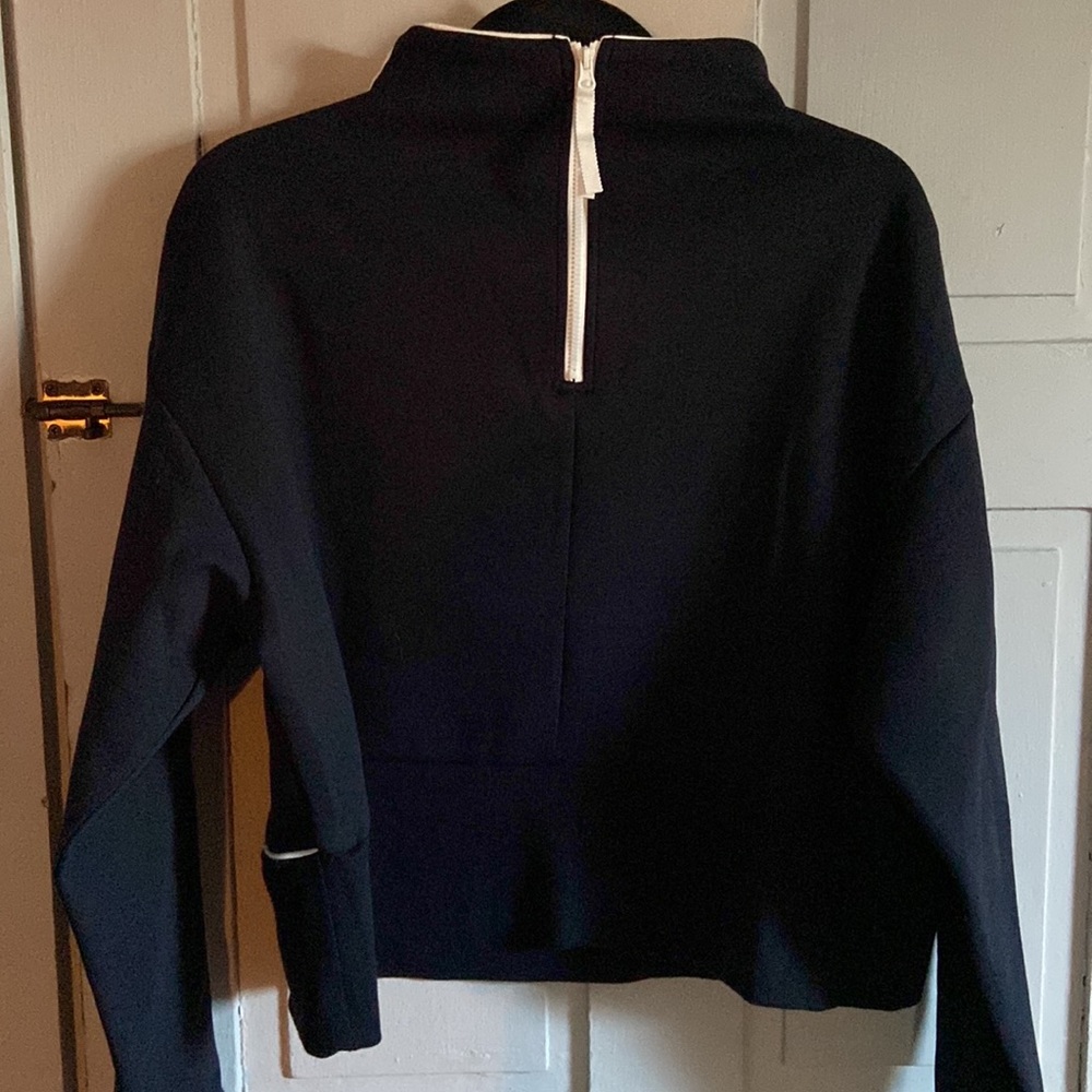 Stylish Black Turtleneck Sweater with White Accents - Picture 2 of 2